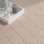 Soft Washable Area Rug Aspen with Moroccan Pattern, angled view - House Of Avana