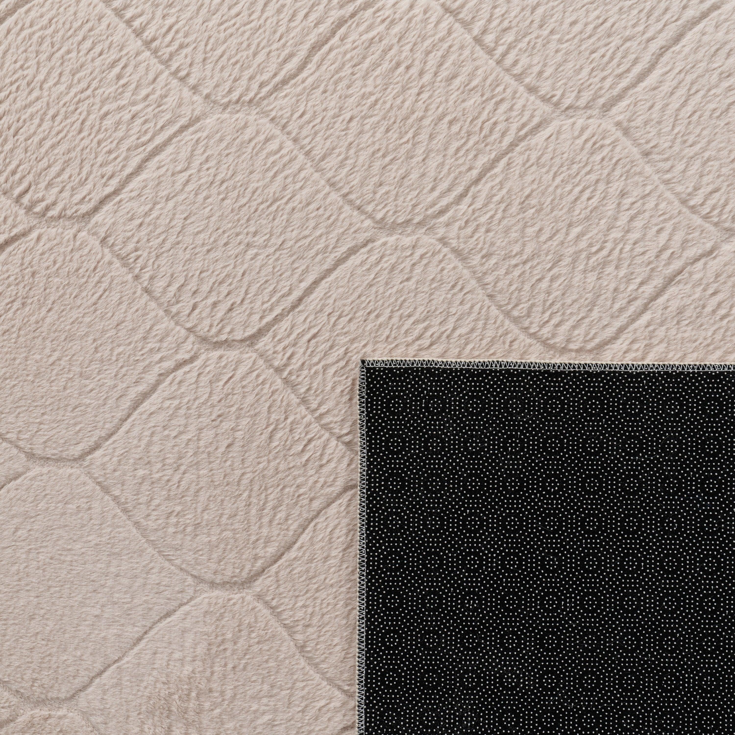 Soft Washable Area Rug Aspen with Moroccan Pattern, angled view - House Of Avana