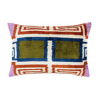 Soho Silk Velvet Ikat Throw Pillow Cover X 24, front view - House Of Avana