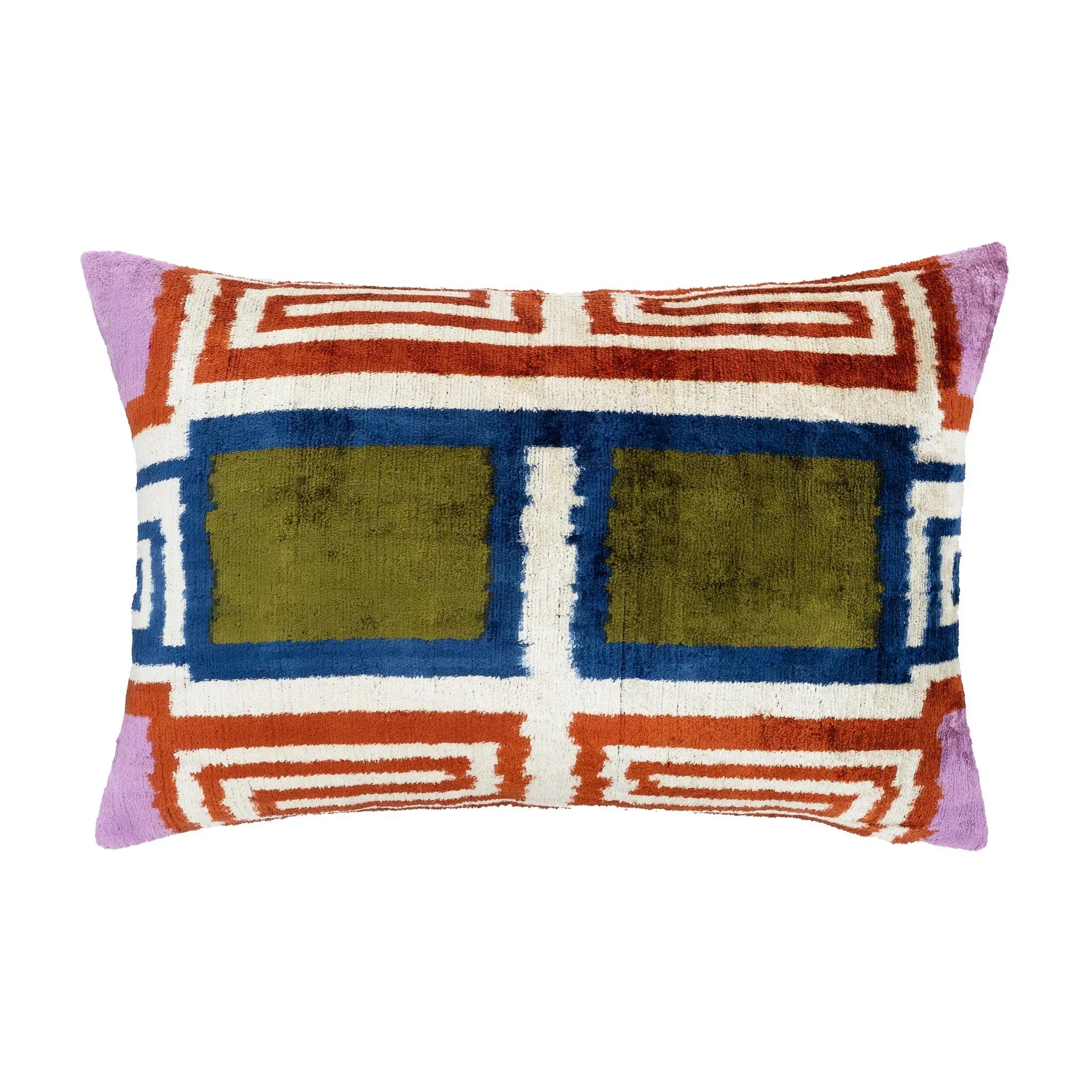 Soho Silk Velvet Ikat Throw Pillow Cover X 24, front view - House Of Avana