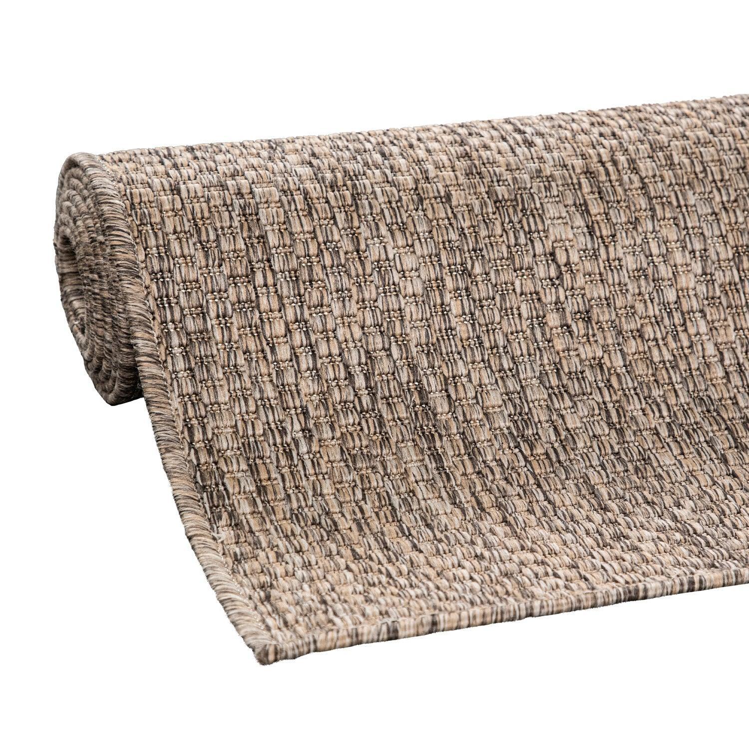 Solid Outdoor Rug for Patio or Balcony weatherproof in Mottled Brown RugYourHome
