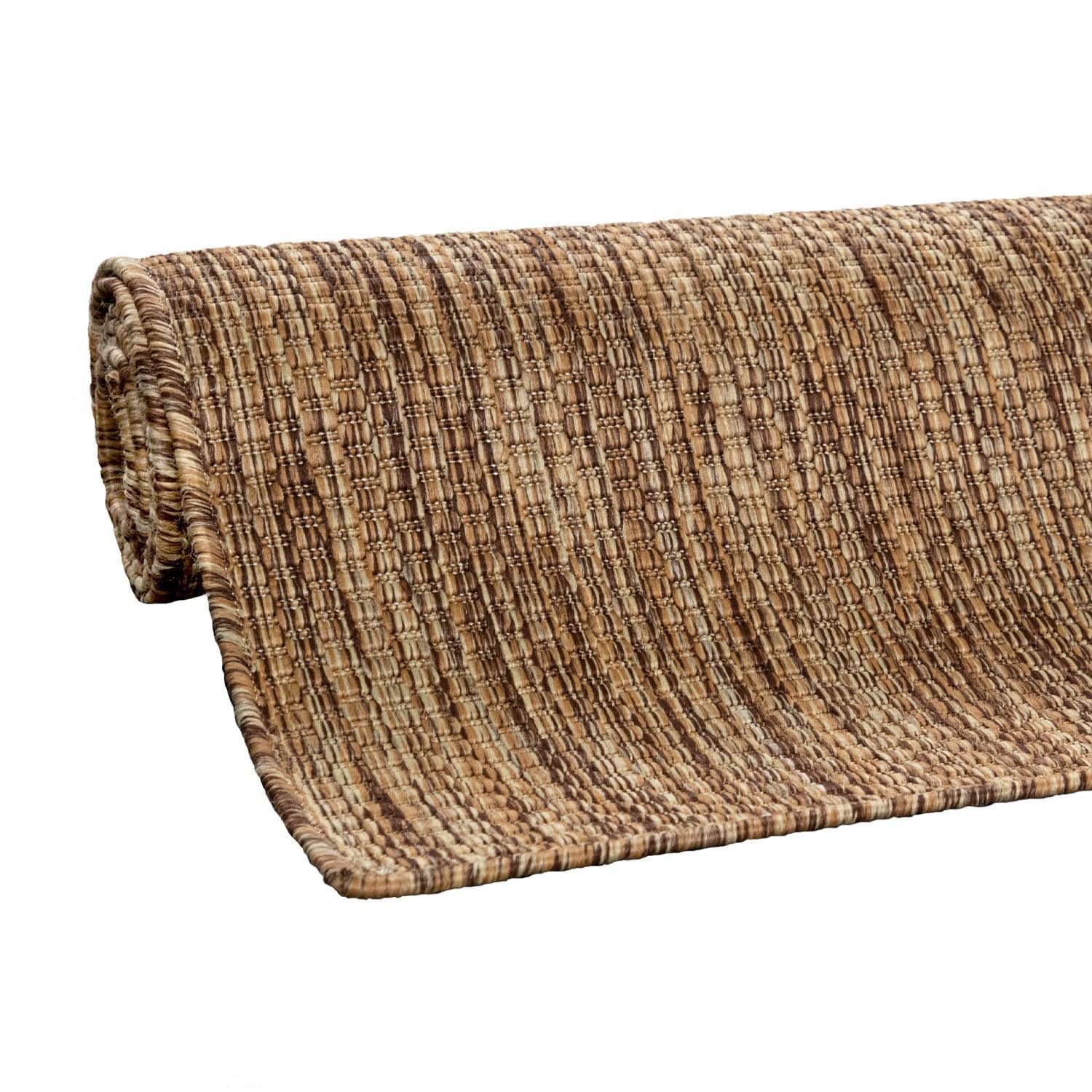 Solid Outdoor Rug for Patio or Balcony weatherproof in Mottled Brown Beige RugYourHome