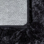Solid Shag Rug Silky Soft & Fluffy in Black, detail shot - House Of Avana