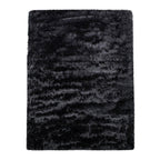 Solid Shag Rug Silky Soft & Fluffy in Black, front view - House Of Avana