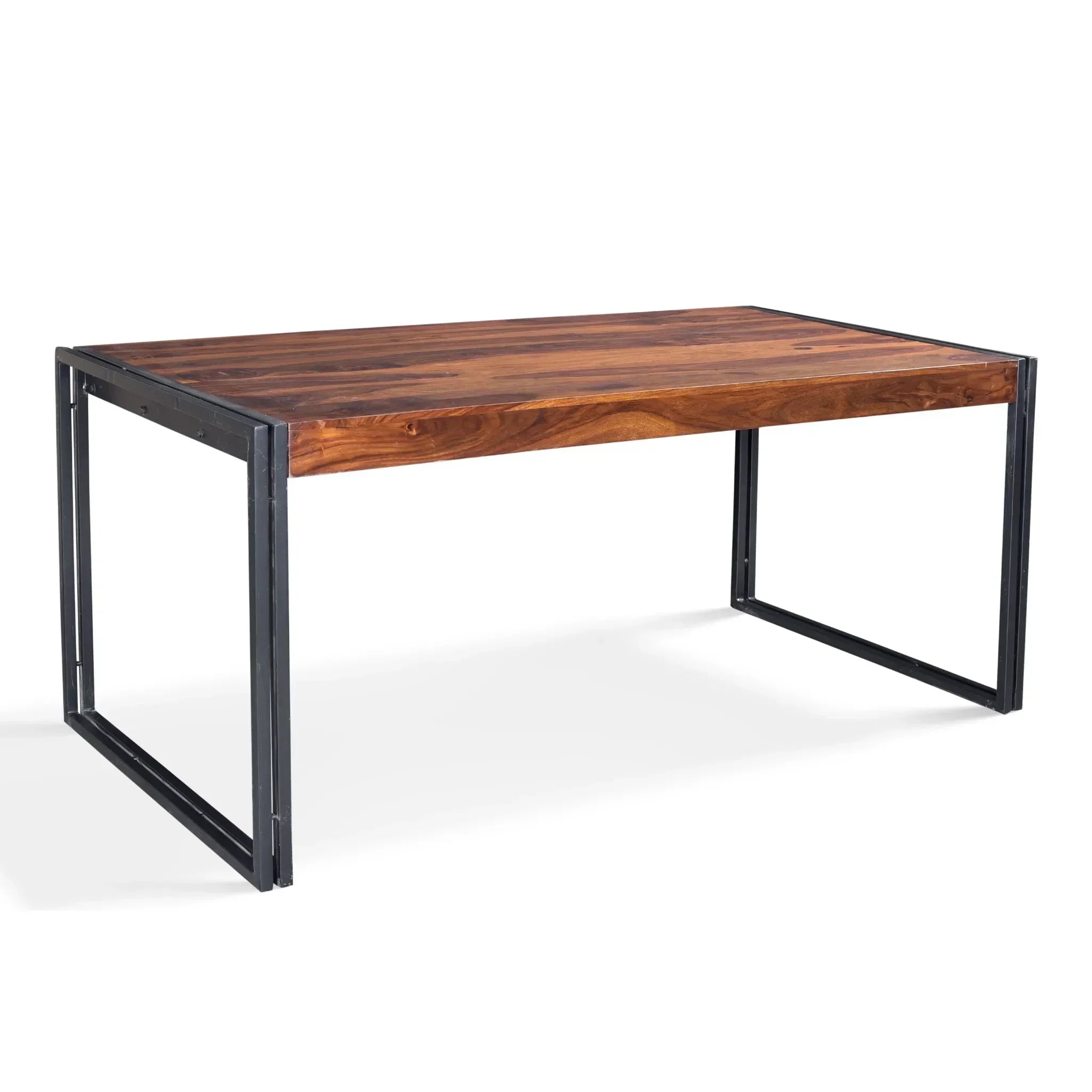 Solid Sheesham Wood Dining Table with Metal Legs