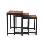 Solid Sheesham Wood Metal Nesting Table