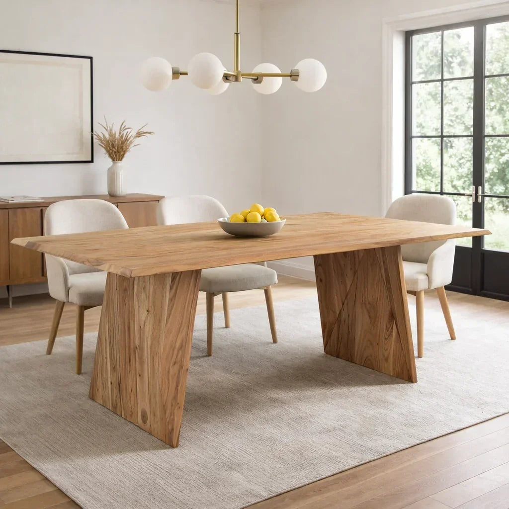 Solid Wood Angled Leg Dining Table - 80 Inch
