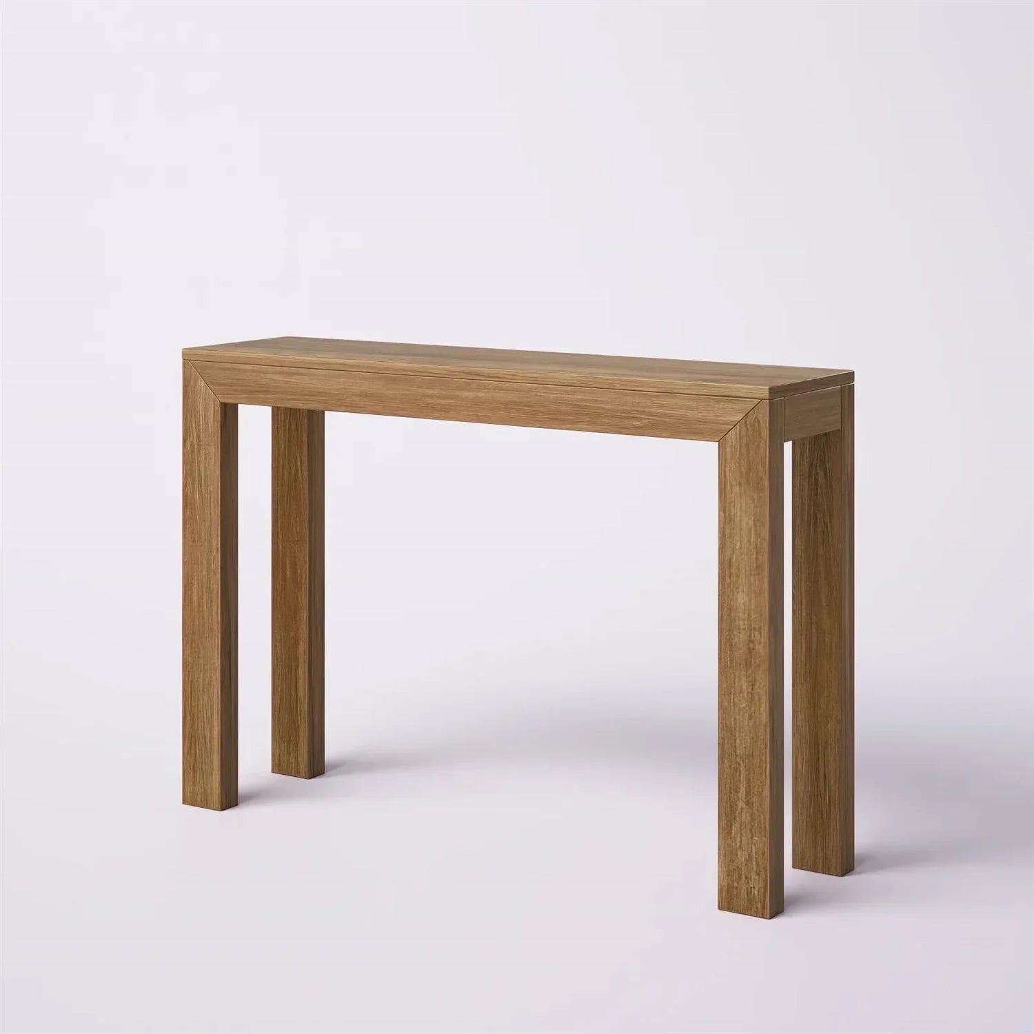 Solid Wood Modern Accent Console Table / Sofa Table in Medium Brown Pecan Finish