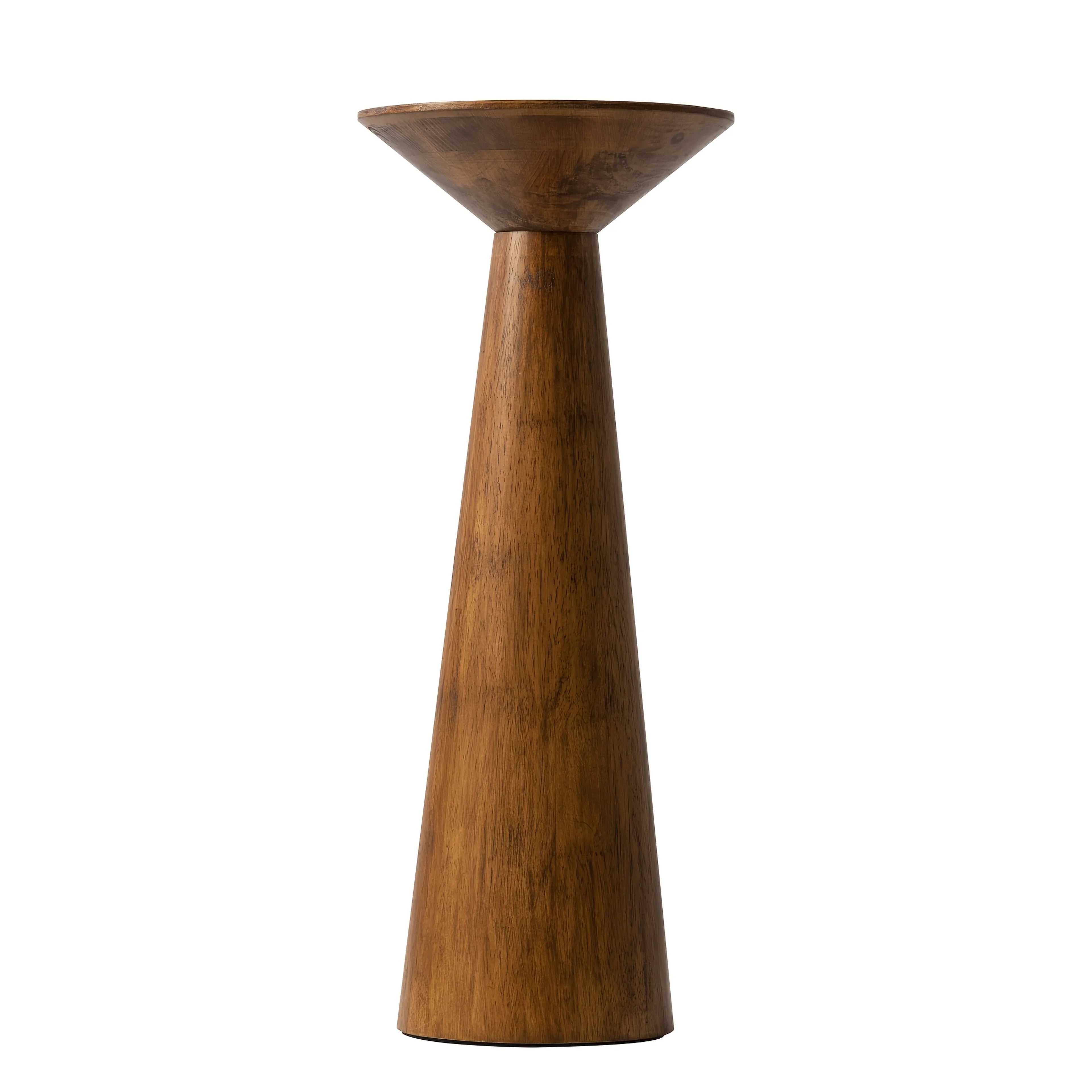 Solid Wood Modern Farmhouse Tall Pedestal End Table with Round Top - Lightweight Sturdy Indoor/Outdoor Accent Table, Walnut Finish, Compact Round Drink Table for Patio, Living Room, Bedroom, Small Space - Durable Wood Constru House Of Avana