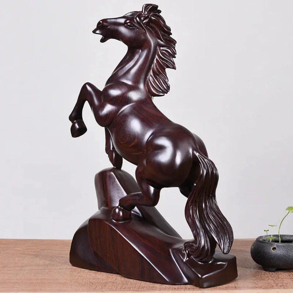 Solid Wood Horse Statue - House Of Avana
