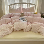 Sophia Gingham Lace Washed Cotton Bedding Set / Blue Ever Lasting