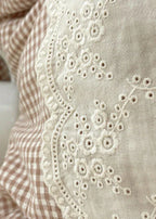 Sophia Gingham Lace Washed Cotton Bedding Set / Blue Ever Lasting