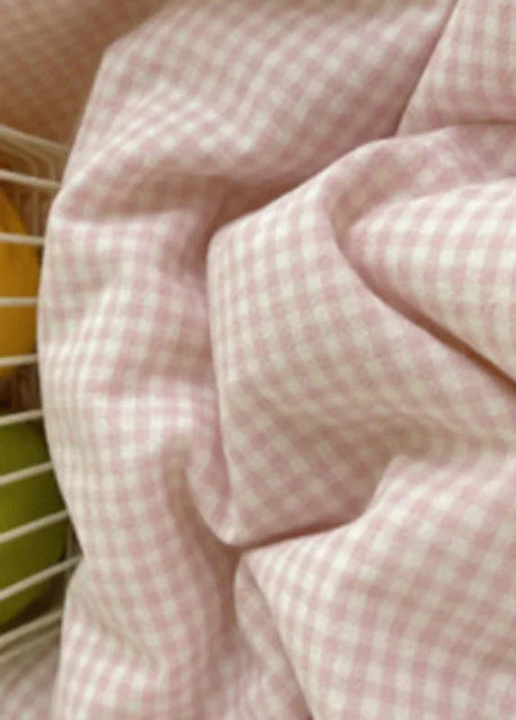 Sophia Gingham Lace Washed Cotton Bedding Set / Light Green Ever Lasting