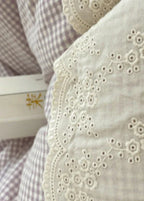 Sophia Gingham Lace Washed Cotton Bedding Set / Blue Ever Lasting