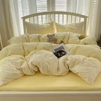 Sophia Gingham Lace Washed Cotton Bedding Set / Light Green Ever Lasting