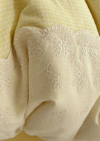 Sophia Gingham Lace Washed Cotton Bedding Set / Blue Ever Lasting