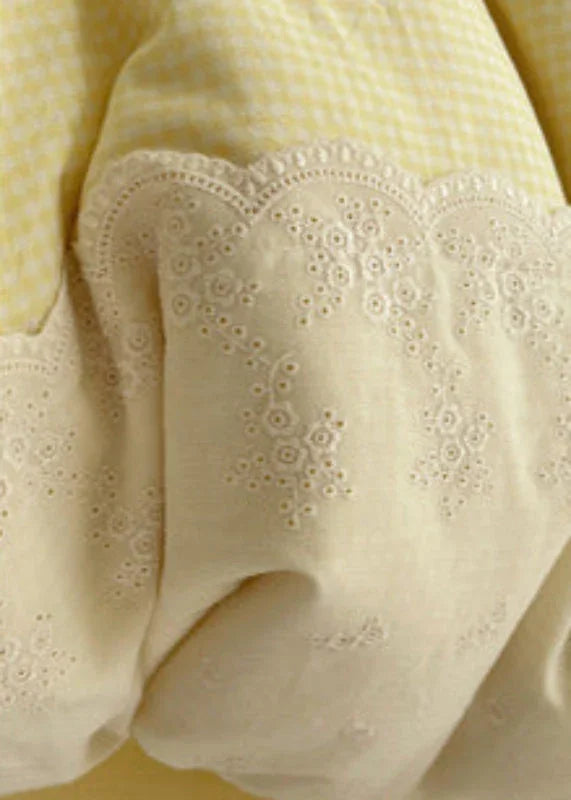 Sophia Gingham Lace Washed Cotton Bedding Set / Blue Ever Lasting