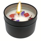 Soy Wax Candle in Black Metal Jar Long Burning, close-up view - House Of Avana [[SKU:HOA-CAN-048]]