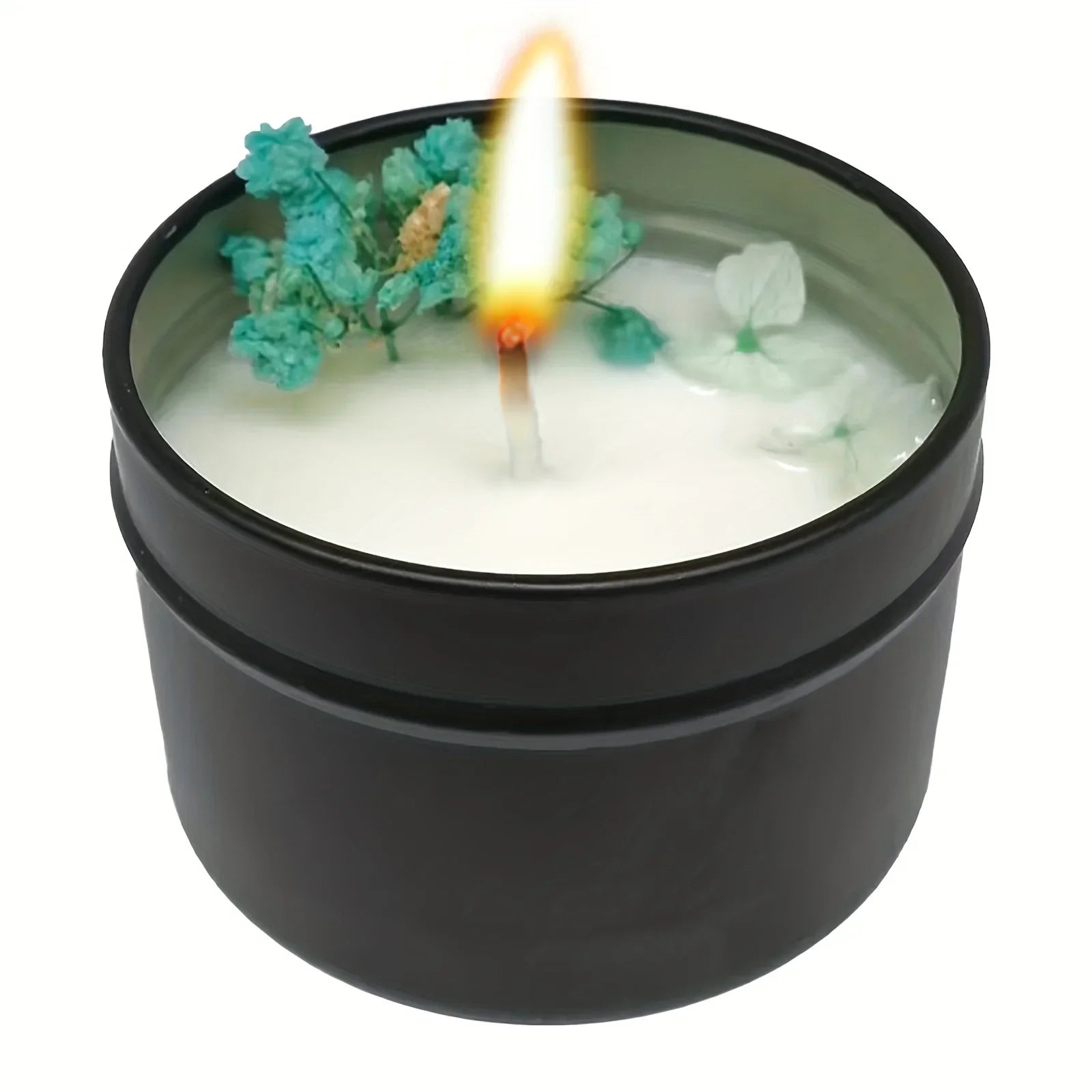 Soy Wax Candle in Black Metal Jar Long Burning, texture detail - House Of Avana
