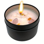 Soy Wax Candle in Black Metal Jar Long Burning, dimensions view - House Of Avana [[SKU:HOA-CAN-048]]