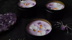 Soy Wax Candle in Black Metal Jar Long Burning, angled view - House Of Avana [[SKU:HOA-CAN-048]]