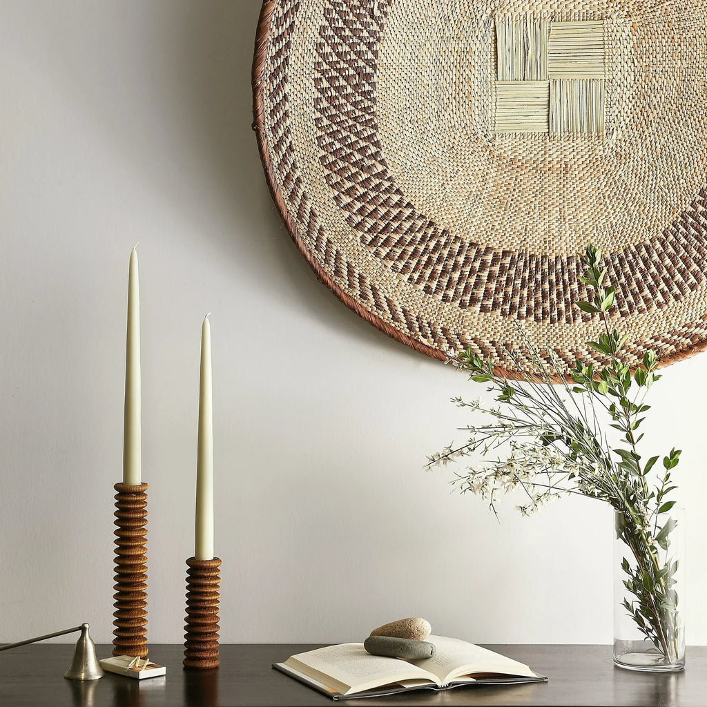 Spiral Pine Modern Wood Candle Candlestick Holder Kanju Interiors
