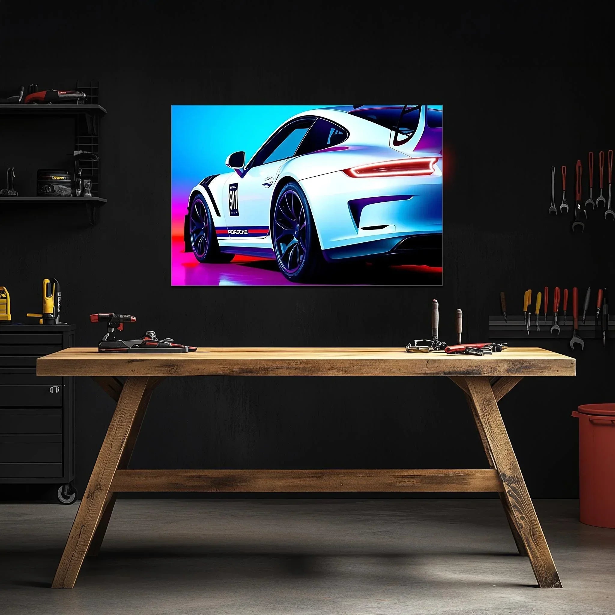 Sports Car Neon Wall Art – Large LED Garage Decor – Racing Car Gift for Men – Car Enthusiast Poster – Free Shipping & 14-Day Returns Peony Atelier