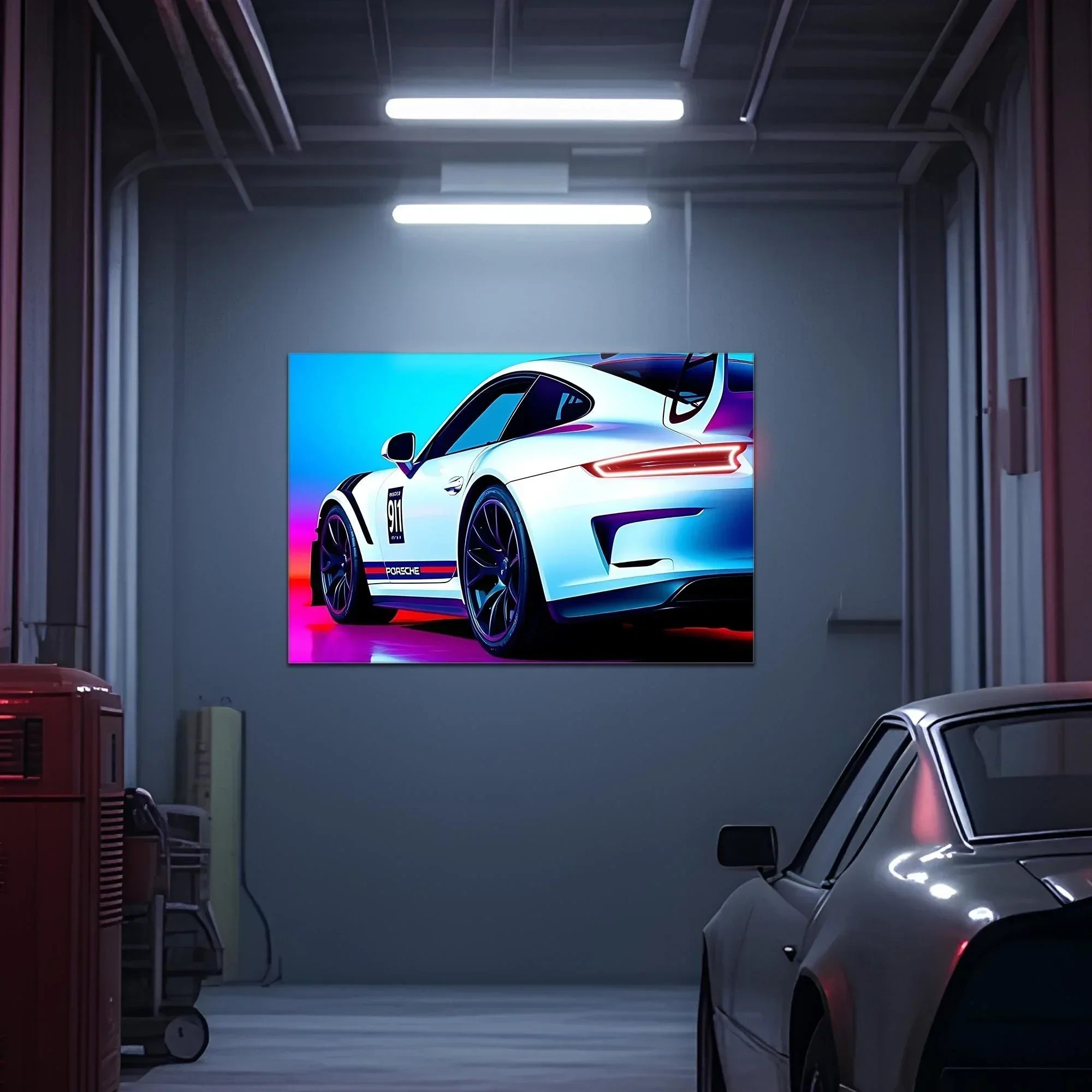 Sports Car Neon Wall Art – Large LED Garage Decor – Racing Car Gift for Men – Car Enthusiast Poster – Free Shipping & 14-Day Returns Peony Atelier