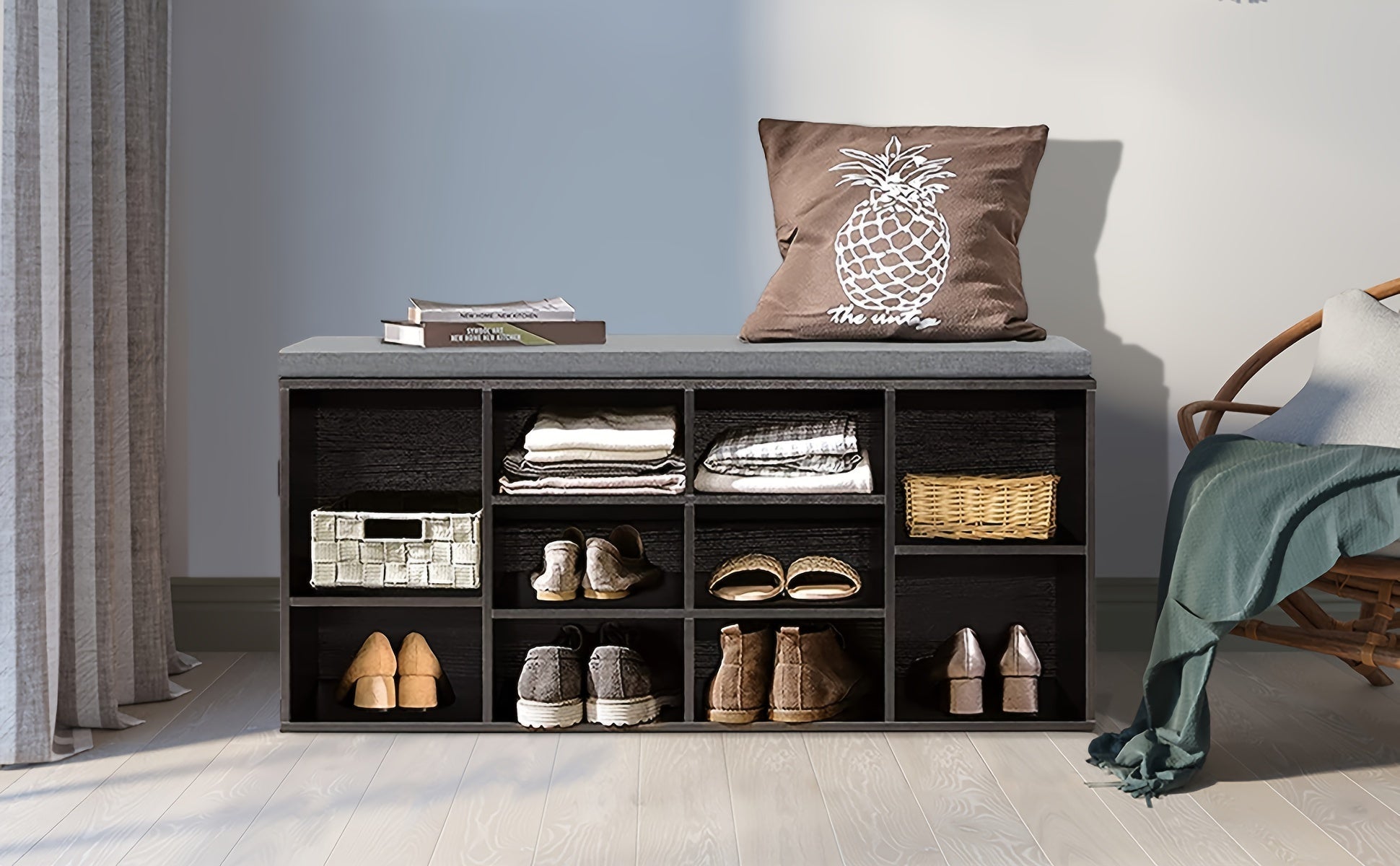 Shoe Storage Bench, Entryway Bench with Storage, 3-Tier Shoe Rack Bench 10 Cubbies Adjustable Shelves Shoe Organizer Shelf for Hallway Front Door Living Room Bedroom House Of Avana