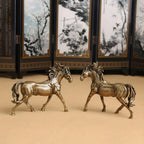 Miniature Majestic Bronze Stallion Pair Statue, back view - House Of Avana