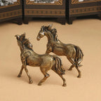 Miniature Majestic Bronze Stallion Pair Statue, side view - House Of Avana