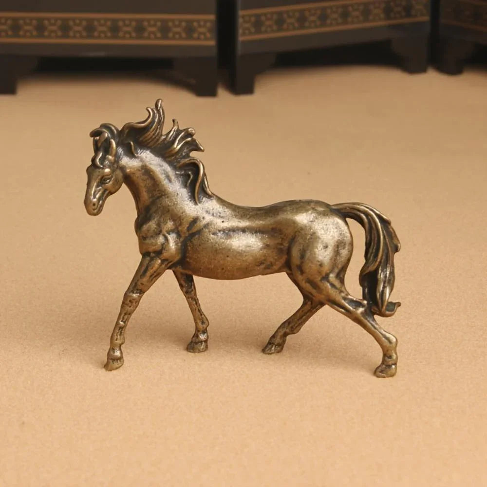 Miniature Majestic Bronze Stallion Pair Statue, detail shot - House Of Avana