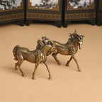 Miniature Majestic Bronze Stallion Pair Statue, angled view - House Of Avana