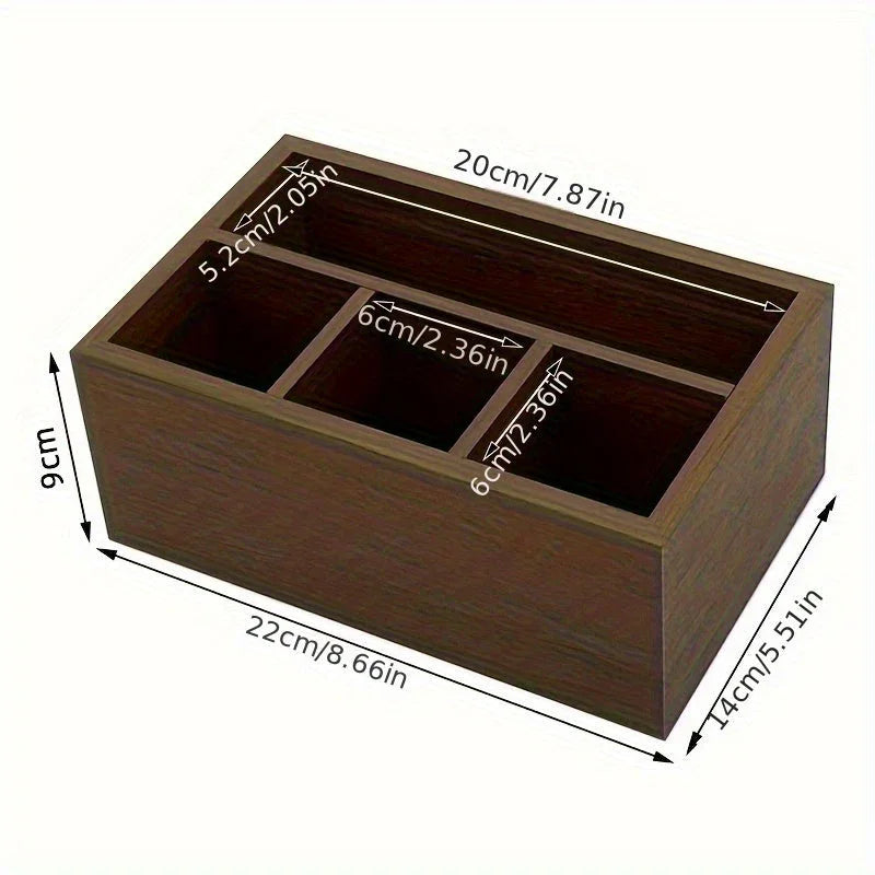 Multifunctional Black Walnut Wood Storage Box, Remote Control Box, Desktop Cosmetics Storage and Organizer Box, with Parent Freedom Design, Freestanding, Polished Surface, Independent, Capacity under 3.2 Cubic Feet, Height un House Of Avana