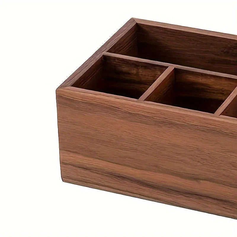 Multifunctional Black Walnut Wood Storage Box, Remote Control Box, Desktop Cosmetics Storage and Organizer Box, with Parent Freedom Design, Freestanding, Polished Surface, Independent, Capacity under 3.2 Cubic Feet, Height un House Of Avana