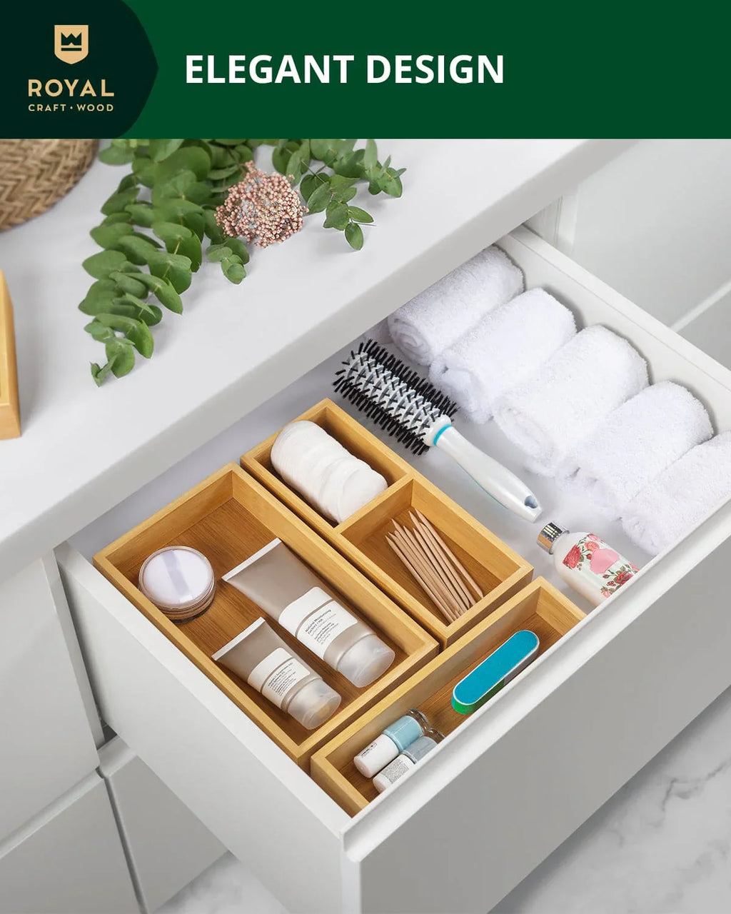Storage Box Set of 3, Natural Royal Craft Wood