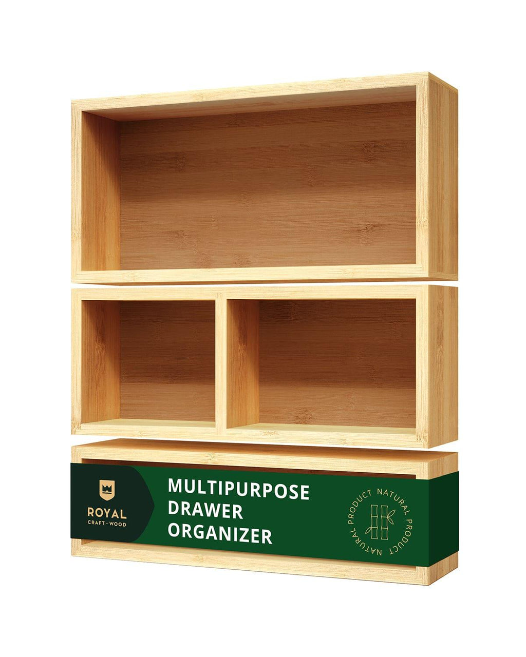 Storage Box Set of 3, Natural Royal Craft Wood