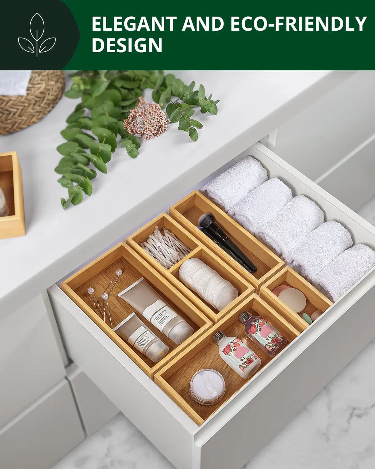 Storage Box Set of 5, Natural Royal Craft Wood