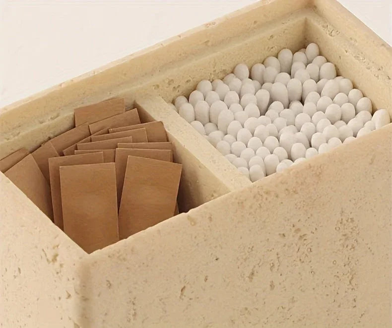 Resin Bathroom Containers with Lids Bathroom Organizer Storage Swabs Can Dental floss Can q-tip Storage Toothpick Holder Bathroom Canister Vanity Storage Jars Organizer for Swabs,Bath Salts Makeup Sponges Bath salt tank, Cani House Of Avana