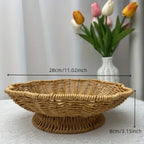A Handcrafted Woven Storage Tray in a High-foot Wave Shape, Featuring a Bohemian Pattern. This Basket Is... - House Of Avana