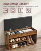 Extra Long Shoe Storage Bench With Cushioned Seat - 39.4 Inch Entryway Organizer, Hidden Storage Ottoman For Living Room, Holds 300lbs House Of Avana