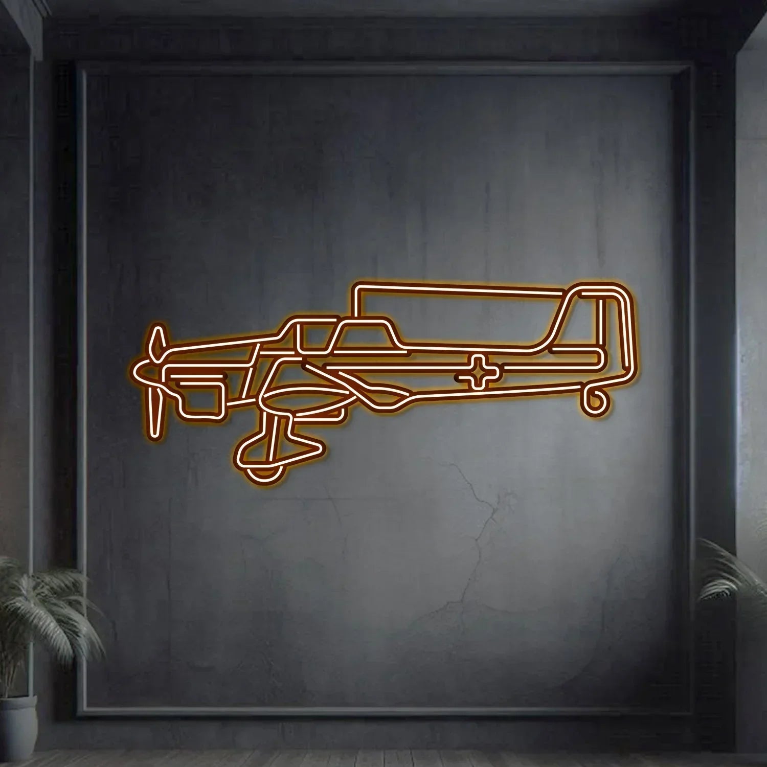Stuka Ju-87 Metal Neon Aircraft Wall Art - Ncn0064, back view - House Of Avana