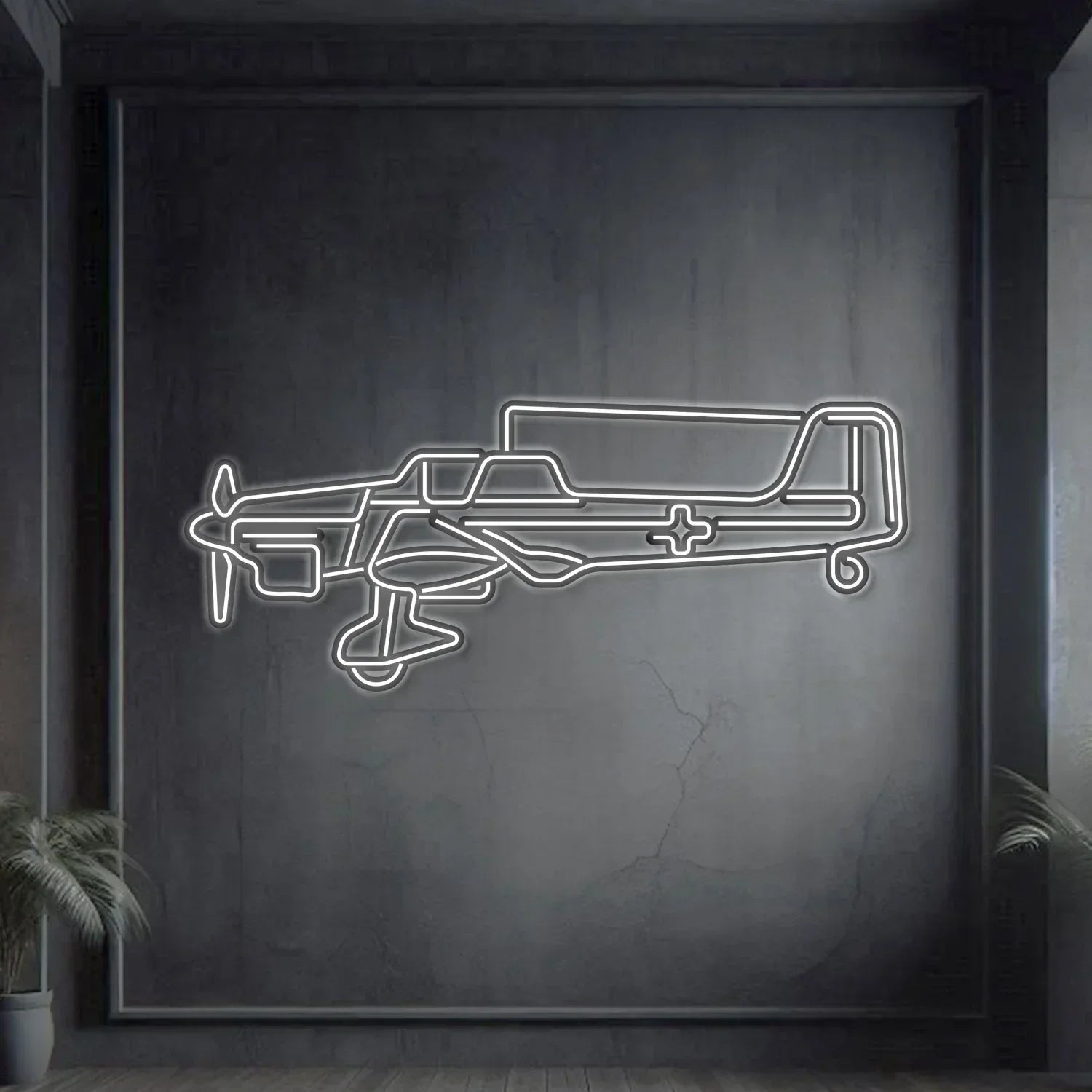 Stuka Ju-87 Metal Neon Aircraft Wall Art - Ncn0064, front view - House Of Avana