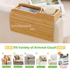 Stylish Bamboo Sofa Armrest Tray with Cup Holder - Anti-Fall Design, Foldable Storage Table for Snacks, Phones, Beverages & Cups, Contemporary Home Accessory, Beverage Tray | Modern Bamboo Tray | Foldable Tray House Of Avana