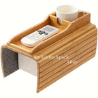 Stylish Bamboo Sofa Armrest Tray with Cup Holder - Anti-Fall Design, Foldable Storage Table for Snacks, Phones, Beverages & Cups, Contemporary Home Accessory, Beverage Tray | Modern Bamboo Tray | Foldable Tray House Of Avana