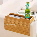 Stylish Bamboo Sofa Armrest Tray with Cup Holder - Anti-Fall Design, Foldable Storage Table for Snacks, Phones, Beverages & Cups, Contemporary Home Accessory, Beverage Tray | Modern Bamboo Tray | Foldable Tray House Of Avana