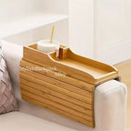 Stylish Bamboo Sofa Armrest Tray with Cup Holder - Anti-Fall Design, Foldable Storage Table for Snacks, Phones, Beverages & Cups, Contemporary Home Accessory, Beverage Tray | Modern Bamboo Tray | Foldable Tray House Of Avana [[SKU:HOA-SOF-011]]
