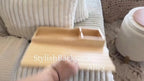 Stylish Bamboo Sofa Armrest Tray with Cup Holder - Anti-Fall Design, Foldable Storage Table for Snacks, Phones, Beverages & Cups, Contemporary Home Accessory, Beverage Tray | Modern Bamboo Tray | Foldable Tray House Of Avana [[SKU:HOA-SOF-011]]