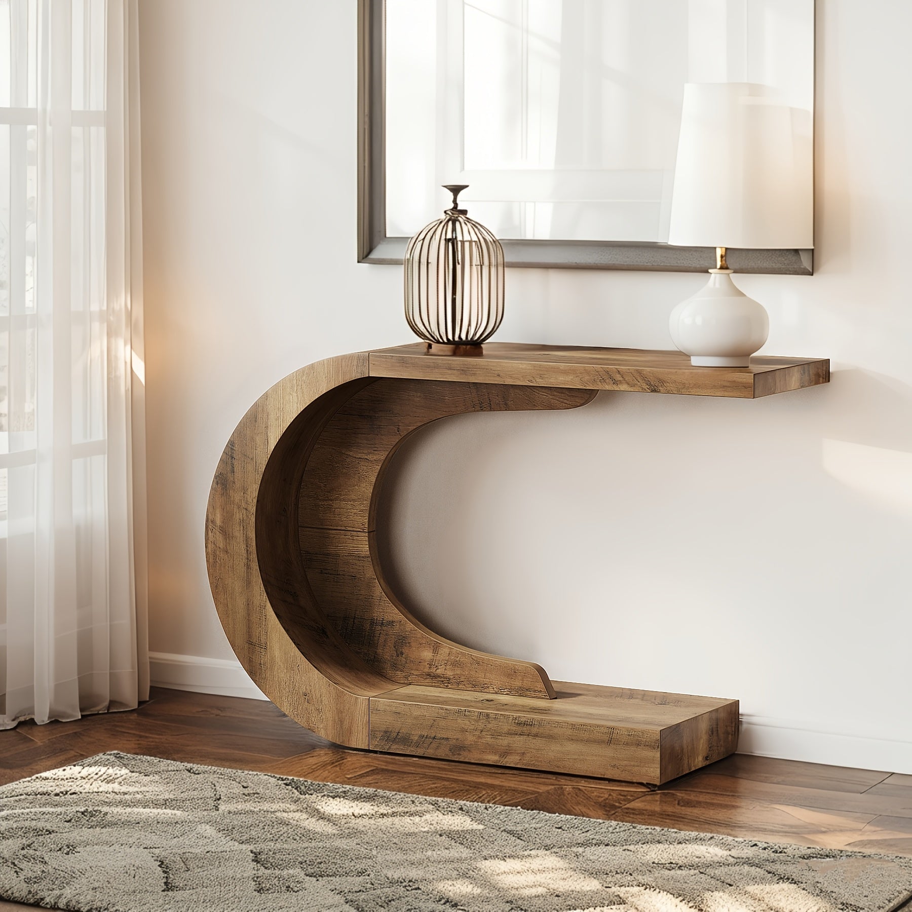 C Shaped Modern Decorative Table Foyer Table, Suitable for Displaying Collectibles, Vases Or Decorations House Of Avana