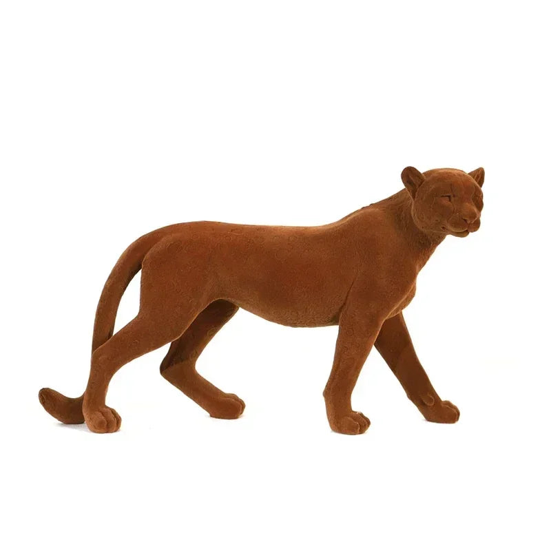 Resin Flocking Sculpture Suede Leopard Cheetah Decorative Figurines Simulated Animal Sculpture Home Decoration Accessories - House Of Avana